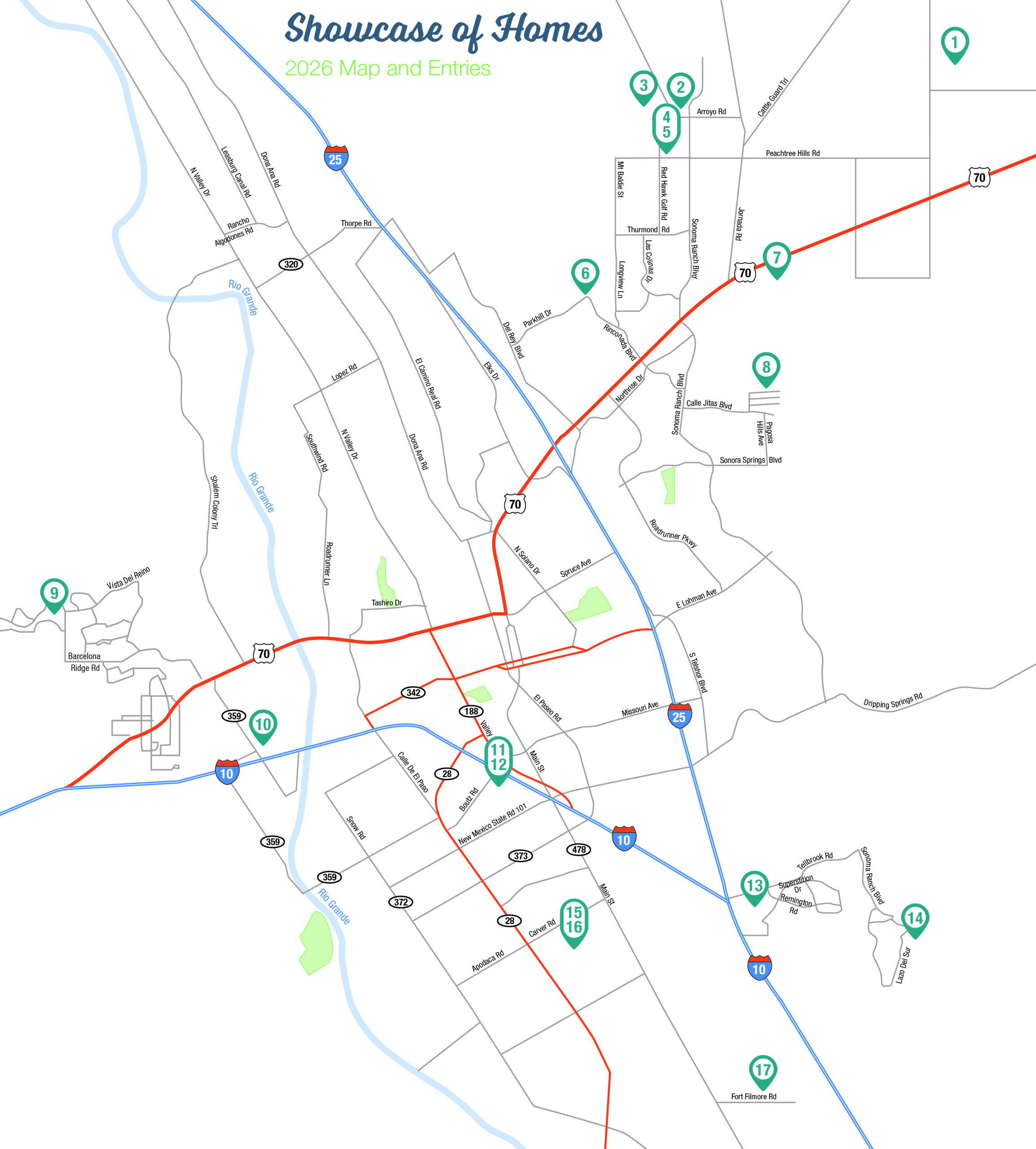 2026 Las Cruces Showcase of Homes Map